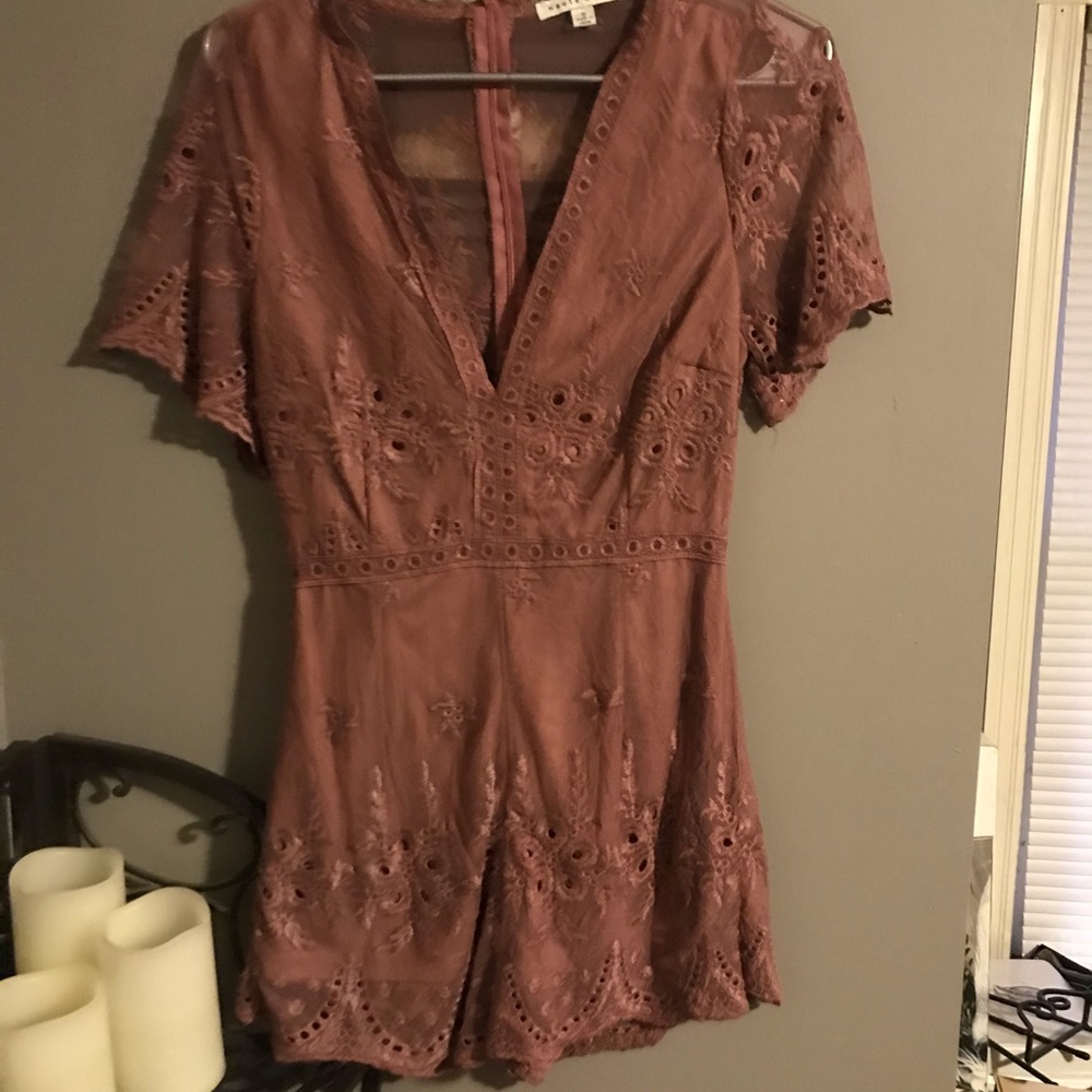 Rose colored lace romper